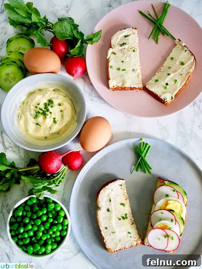 Vibrant Spring Toasts 7 Process shot of spreading herb butter on toast for Spring Crudite Toast