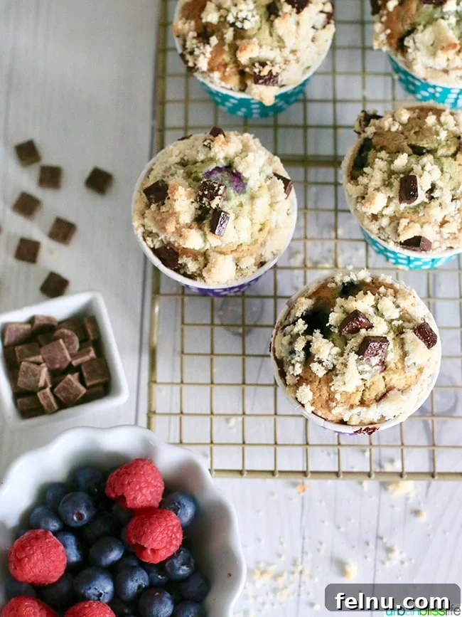 Berry Bliss Chocolate Chunk Muffins 9 Muffins on Baking Sheet