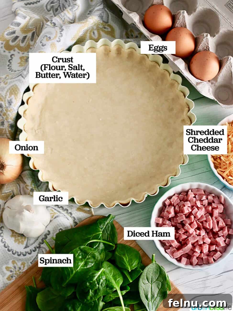 Farmhouse Ham and Spinach Quiche 5 Ham and Spinach Quiche ingredients