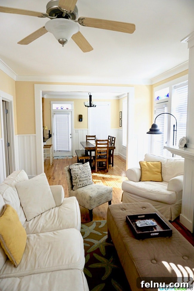 Main living area of an Olivia Beach rental, featuring an open layout.