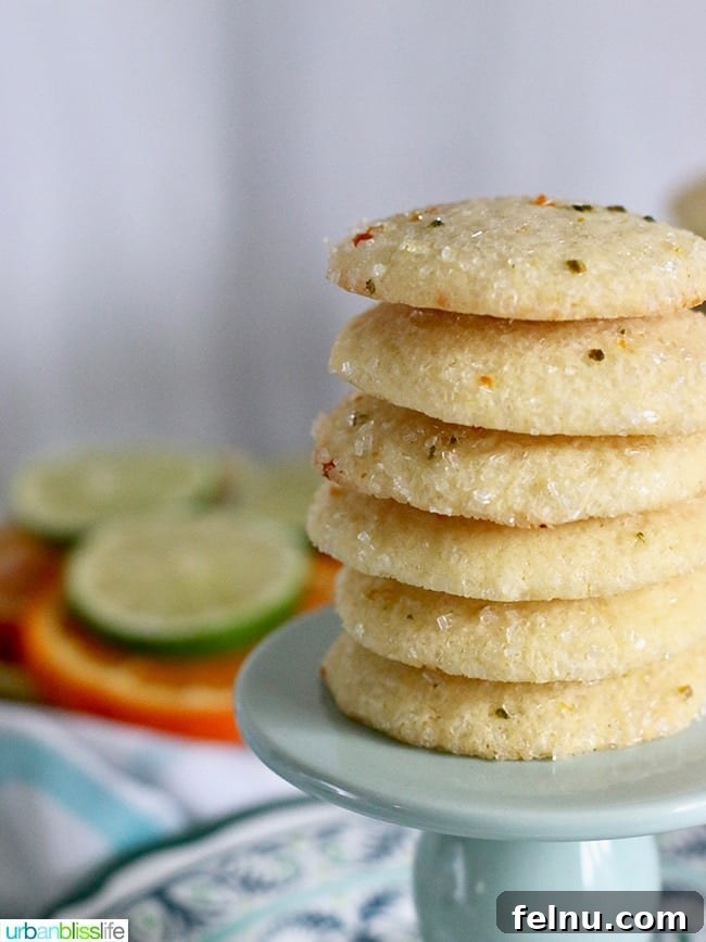 Beautifully stacked citrus sugar cookies, a perfect soft lemon sugar cookie recipe.
