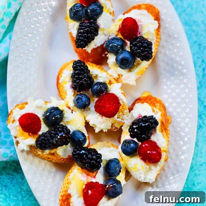 Ricotta Crostini Topped with Summer Berries and Honey Drizzle 7 Ricotta Crostini with Summer Berries and Honey
