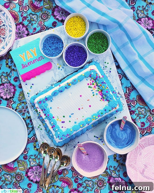 Effortless DIY Unicorn Hard Shell Topping 2 Ice cream cake with colorful unicorn magic shell
