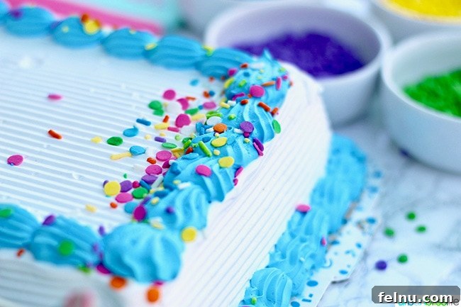 Effortless DIY Unicorn Hard Shell Topping 6 Corner of ice cream cake with magic shell