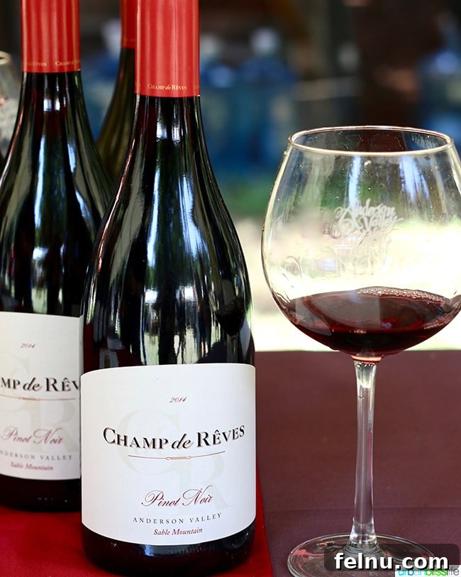 Uncork Anderson Valley: The Best Wineries to Explore 27 Champ de Rêves Pinot Noir wine bottle