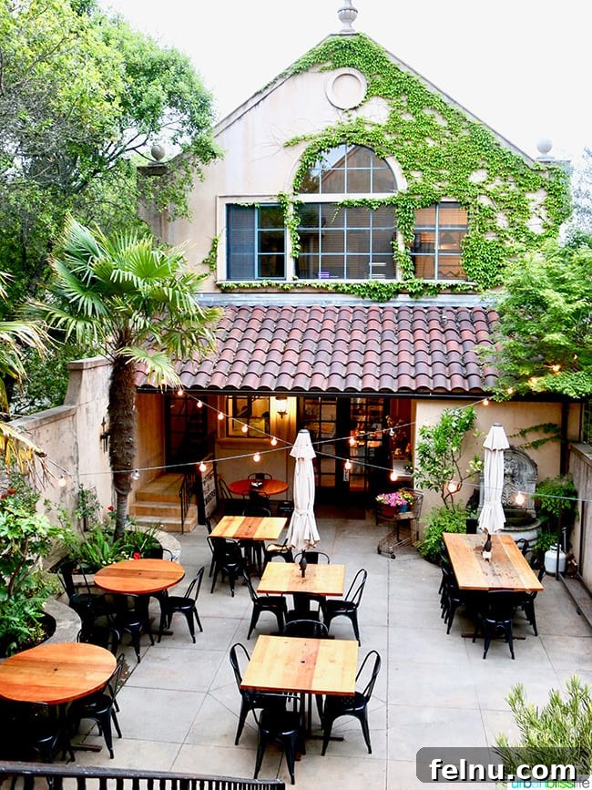The Madrones An Idyllic Mendocino County Escape 21 The inviting courtyard of The Madrones, with Stone & Embers restaurant in view.