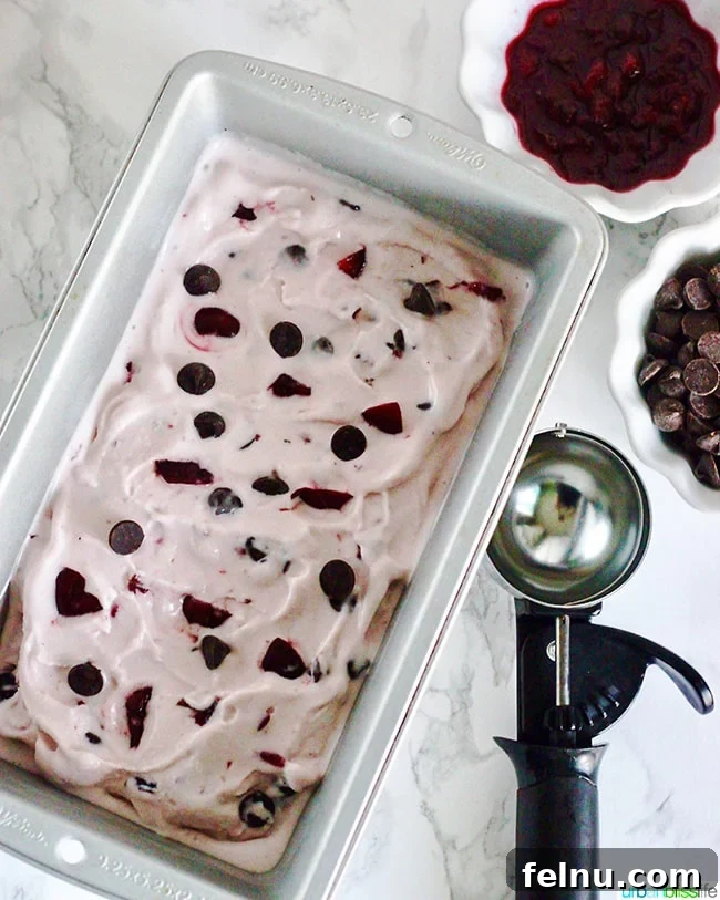Cherry Chocolate Swirl Chocolate Chip Ice Cream 3 Preparing Cherry Chocolate Chip Ice Cream