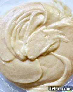 Almond Swedish Visiting Cake Bars 11 Smooth and glossy batter for Swedish Visiting Cake Bars, ready for the topping.