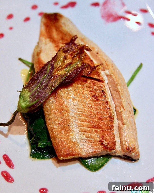 Albuquerque's Best Bites A Local's Food Guide 28 The Tribal Trout dish, served with a delicate fried squash blossom at Indian Pueblo Kitchen.