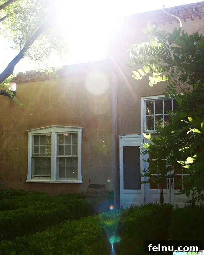 Albuquerque's Hidden Gem: Los Poblanos Historic Inn and Organic Farm 14 sunbeam illuminating a historic building at Los Poblanos Inn Albuquerque New Mexico