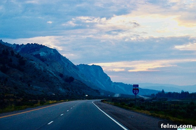 Colorado Peaks and Pavement 24 Colorado highway at dawn, peaceful and empty
