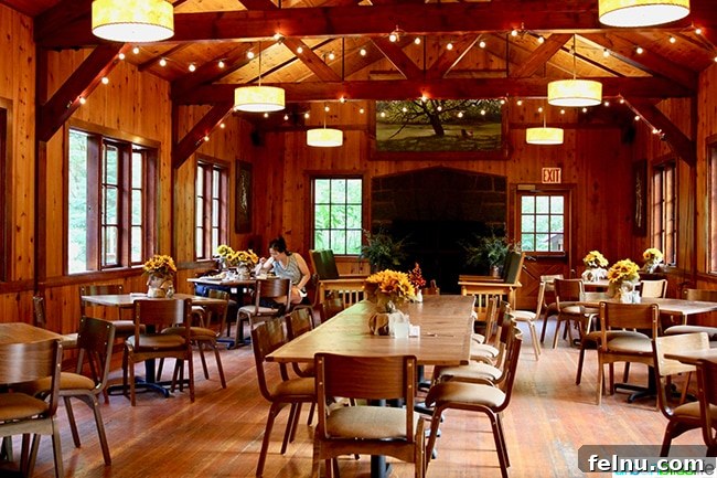 Your Oregon Cabin Getaway at Silver Falls Lodge 11 Grand main room of Silver Falls Lodge's dining hall, featuring a large fireplace
