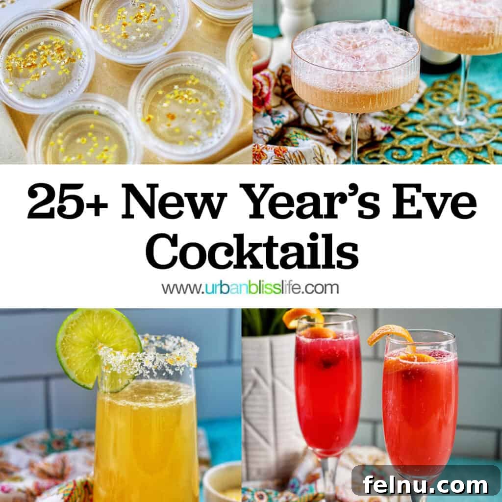 Festive New Year's Eve Cocktails 2 Selection of celebratory cocktails for New Year's Eve
