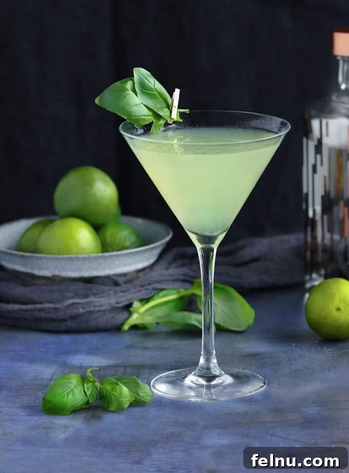 Festive New Year's Eve Cocktails 27 Basil Vodka Gimlet