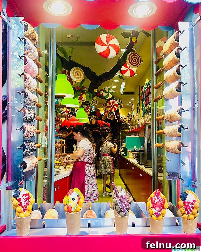 A colorful candy store in the Plaka and Monastiraki neighborhoods of Athens, Greece, tempting passersby with sweet treats