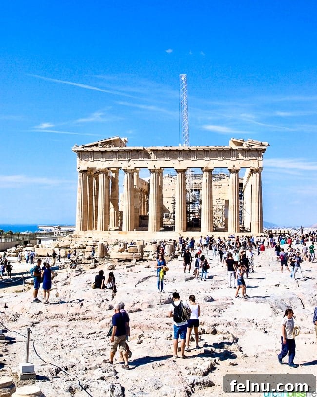 The majestic Parthenon at the Acropolis in Athens, Greece, a symbol of ancient Greek civilization