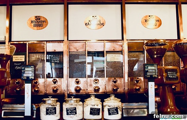 Inside a Greek coffee shop in Athens, Greece