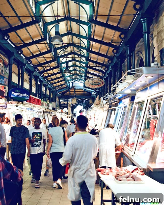 The bustling Athens Meat Market