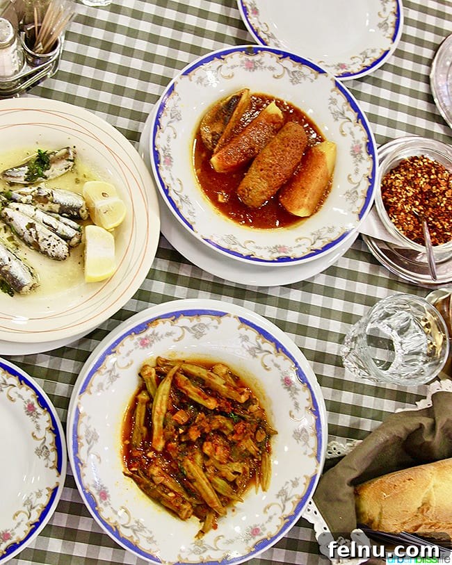 A selection of Greek food at Epirus Tavern in Athens, Greece