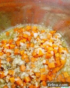 Slow-Cooker Short Rib Ragu: A Rich & Effortless Delight 9 carrots, onions, garlic sauteeing in Instant Pot
