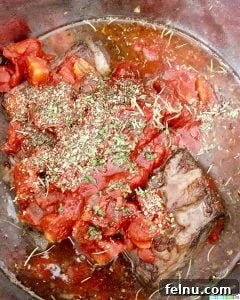 Slow-Cooker Short Rib Ragu: A Rich & Effortless Delight 10 Instant Pot Short Rib Ragu tomatoes and herbs in Instant Pot