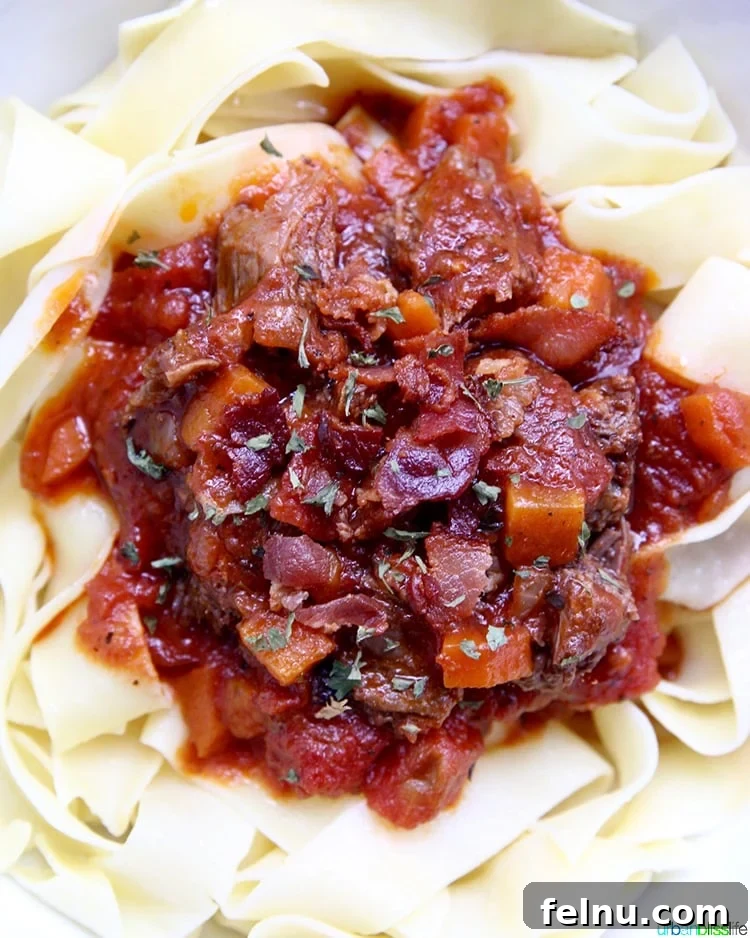 Slow-Cooker Short Rib Ragu: A Rich & Effortless Delight 3 Close-up of Instant Pot Short Ribs Ragu over pasta