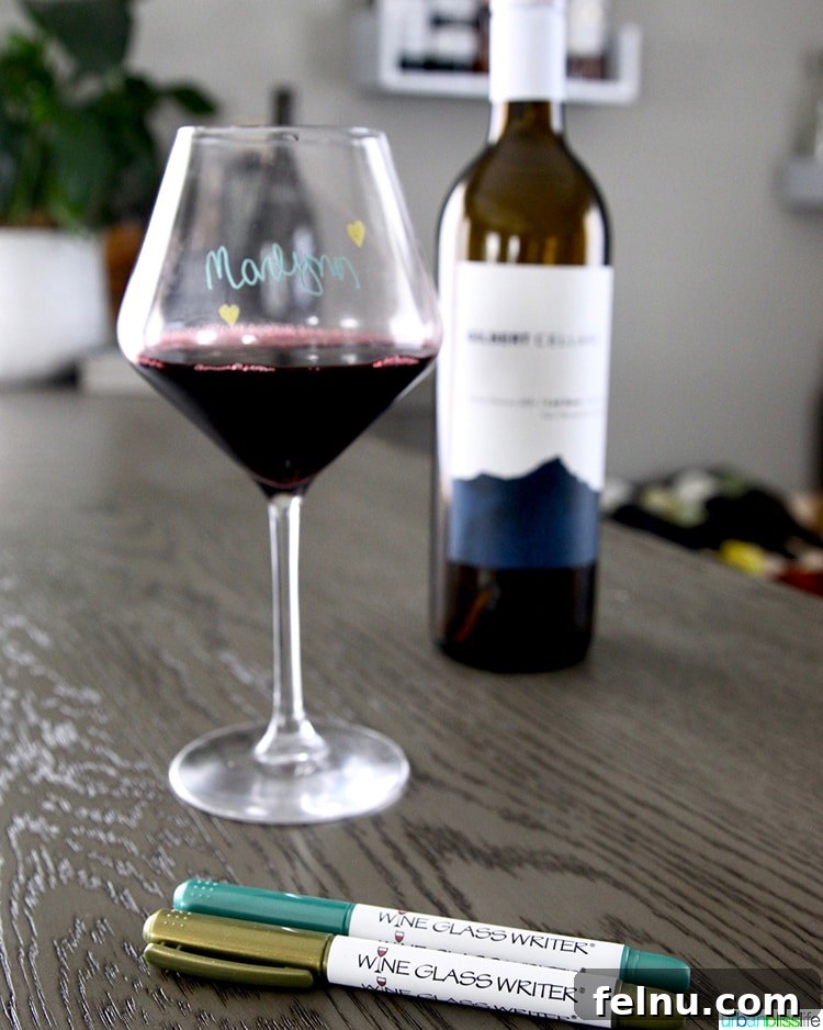 Wine glass writers for personalizing glasses
