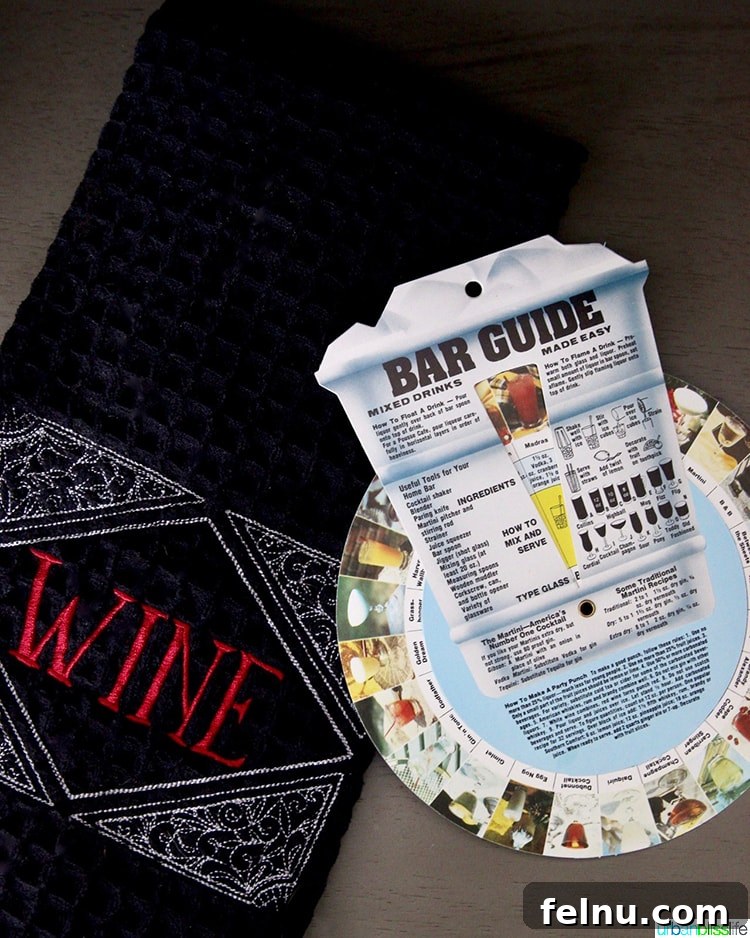 Bar towel and cocktail guide