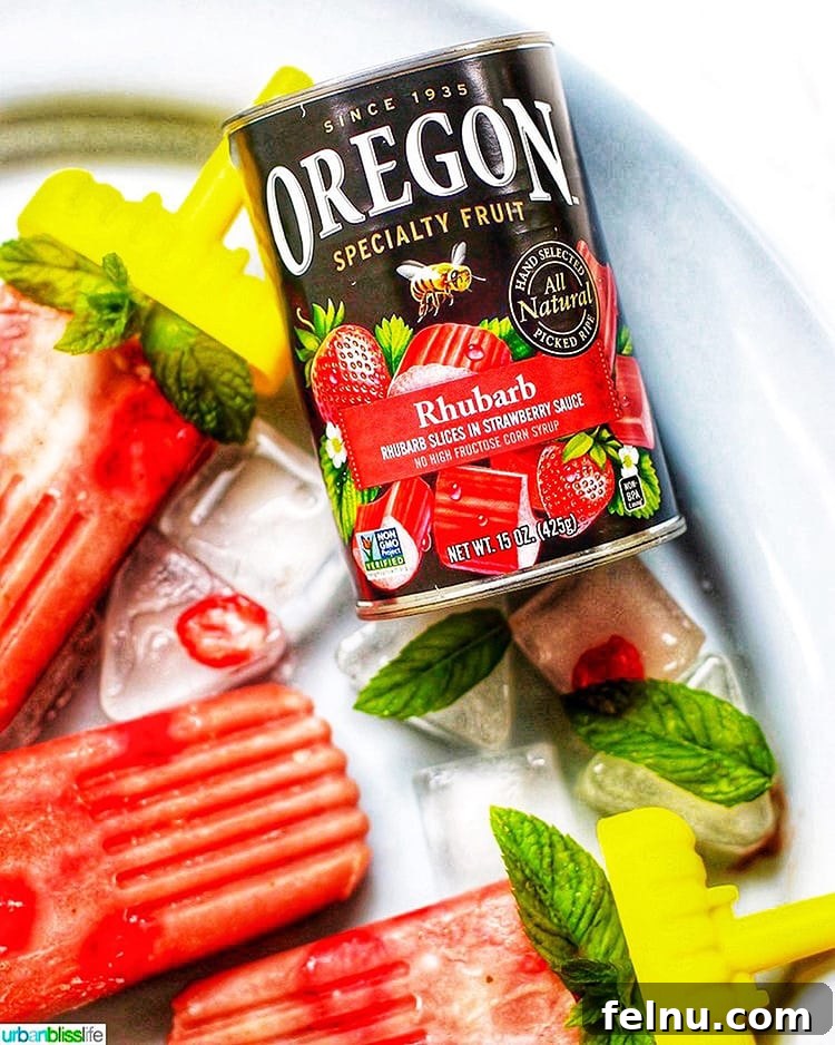 Sweet Tart Strawberry Rhubarb Pops 5 Strawberry Rhubarb Mint Popsicles with Oregon Fruit Product