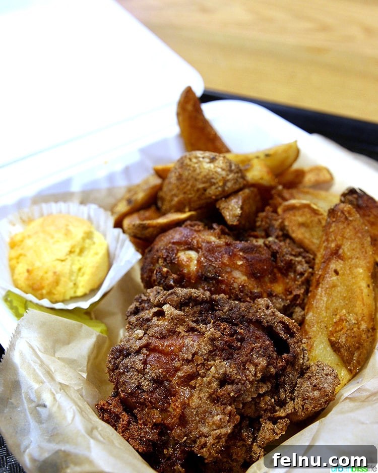 Atlanta's Hottest Dining Destinations 21 A delicious fried chicken plate from Richard's Southern Fried Chicken at Krog Street Market in Atlanta.