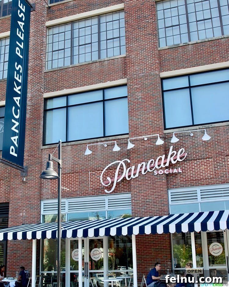 Atlanta's Hottest Dining Destinations 9 The elegant exterior sign for Pancake Social in Atlanta, making it easy to find.