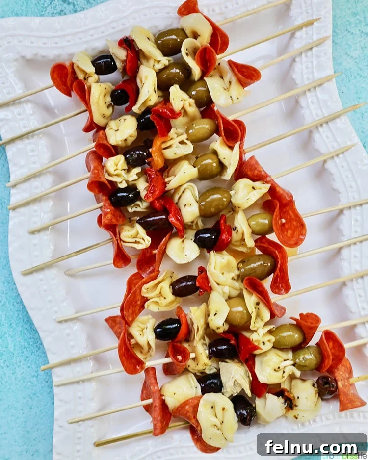 Antipasto Skewers on a plate
