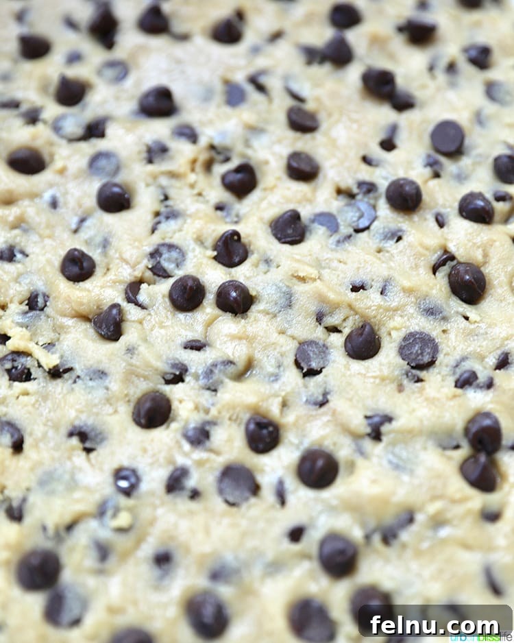 Mixing the ingredients for chocolate chip bars.
