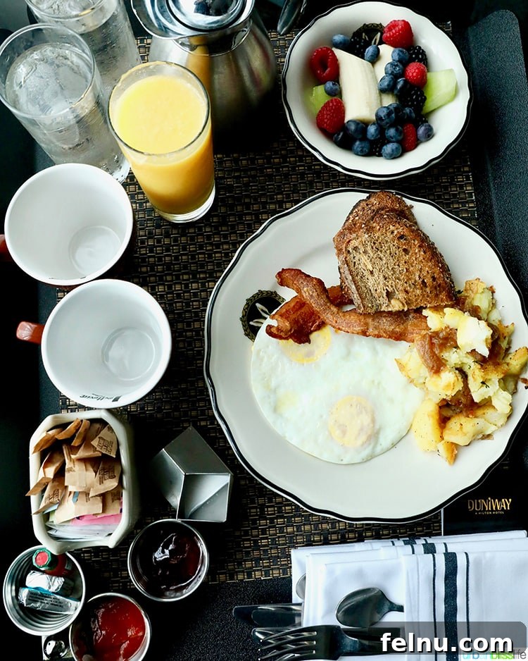 Portland Getaway: A Boutique Hotel Experience 13 Delicious breakfast at The Duniway Hotel Portland, ordered via room service.