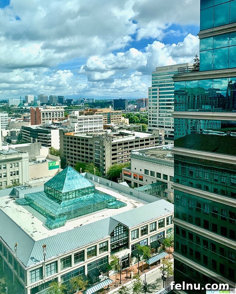 Portland Getaway: A Boutique Hotel Experience 7 Stunning view of downtown Portland from The Duniway Hotel.