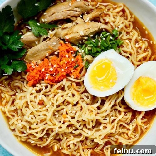 Hearty Vegan Lentil Stew in Your Instant Pot 9 A close-up of a bowl of Easy Homemade Ramen, showcasing the flavorful broth, noodles, and toppings.