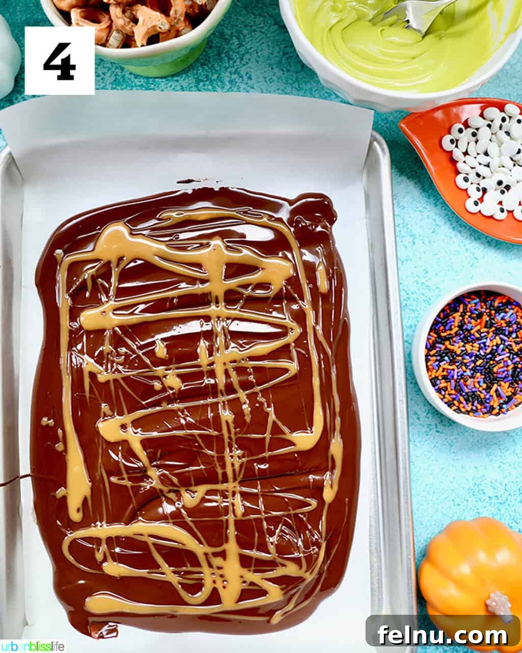 Spreading orange candy melt