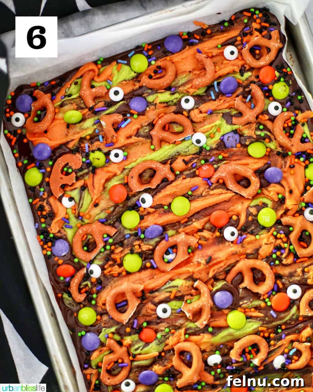 Halloween monster bark in sheet pan