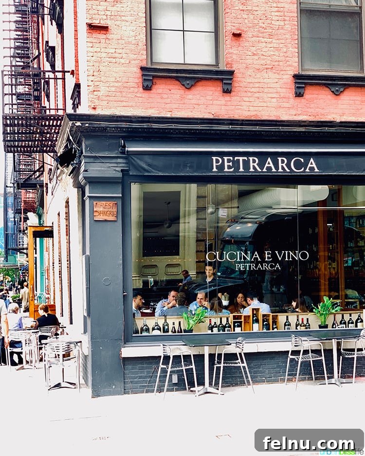 NYC in a Weekend: Your 72-Hour Adventure 41 Exterior of Petrarca wine bar in NYC.