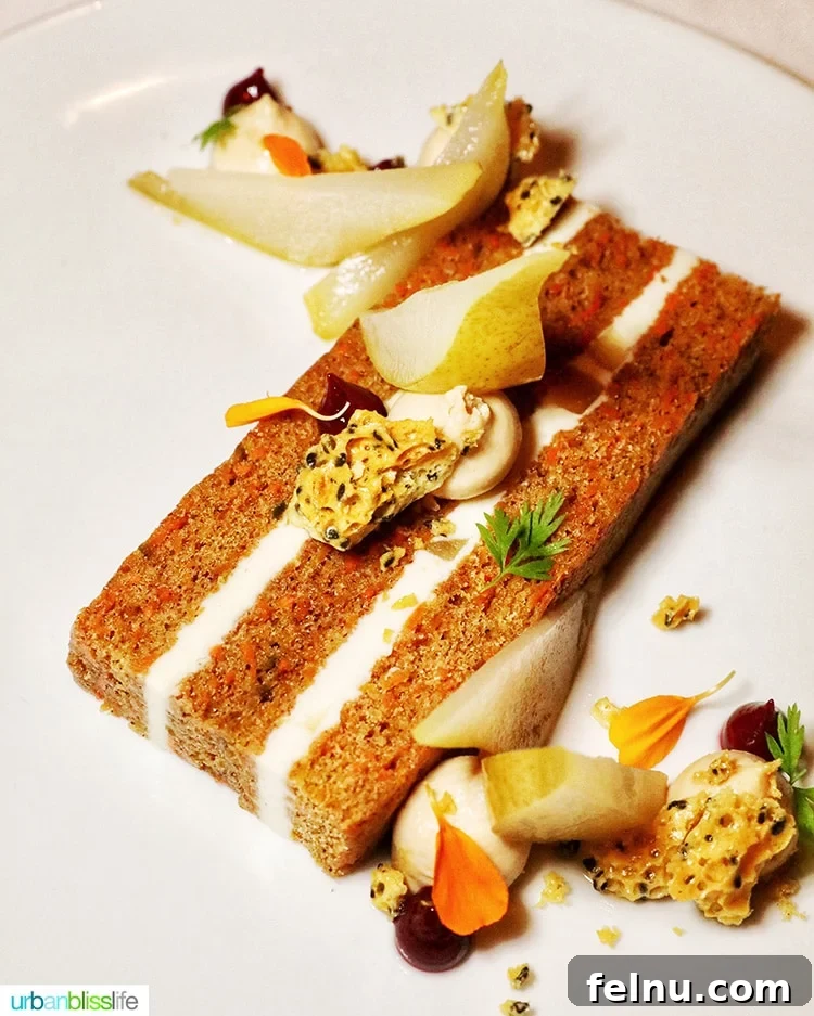 Celebrate in Style: Portland's Finest Restaurants 19 A generous slice of carrot cake at Ringside Steakhouse in Portland, perfect for dessert.