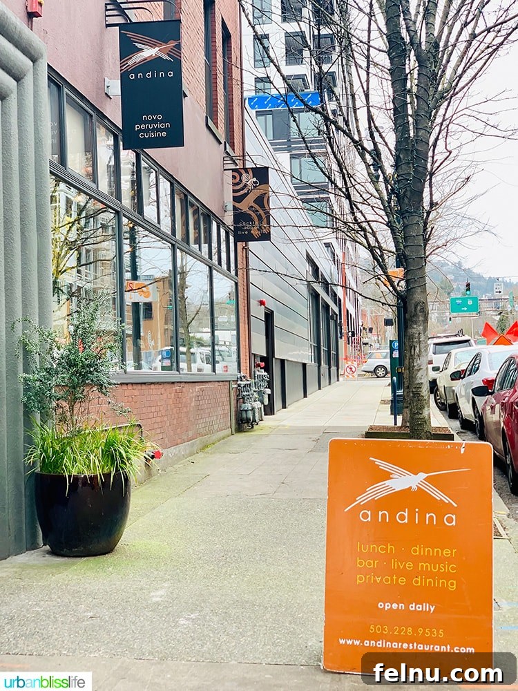 Celebrate in Style: Portland's Finest Restaurants 25 The charming exterior of Andina restaurant in Portland.