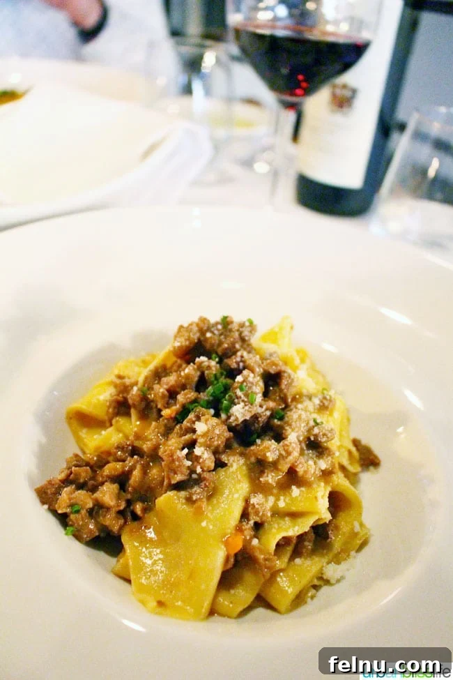 Celebrate in Style: Portland's Finest Restaurants 32 Rich Pappardelle pasta at Mucca Osteria restaurant in Portland, Oregon, with a savory sauce.