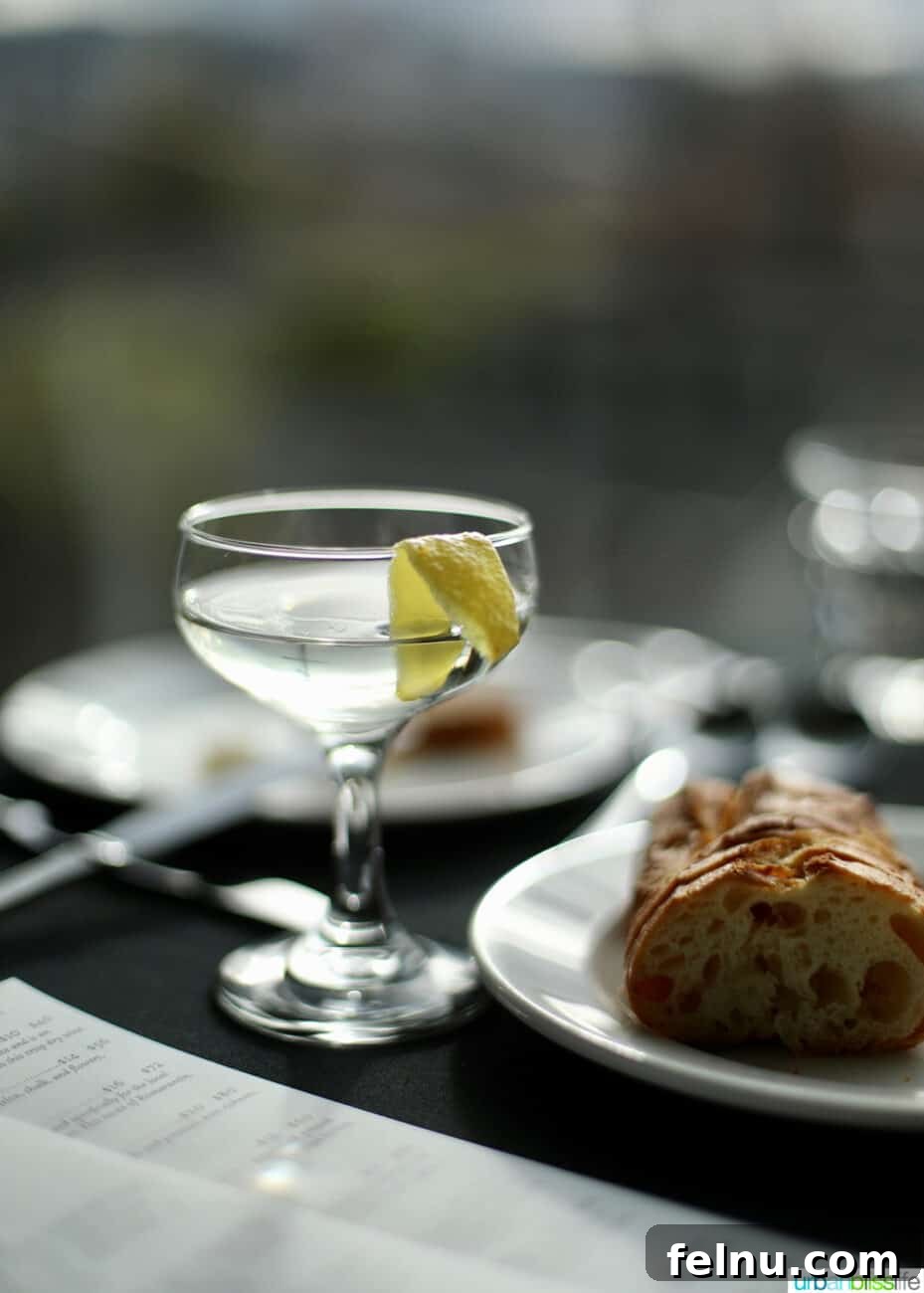 Celebrate in Style: Portland's Finest Restaurants 39 A sophisticated cocktail at Le Pigeon restaurant in Portland, Oregon, perfectly crafted.