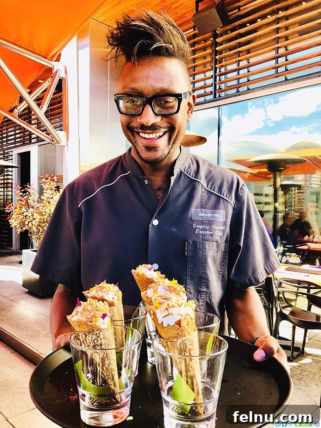 Celebrate in Style: Portland's Finest Restaurants 45 Chef Gregory Gourdet's innovative summer ice cream dessert at Departure restaurant.