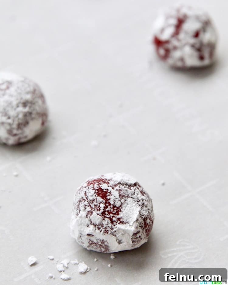 Red Velvet Crinkle Cookies
Sinfully Delicious Red Velvet Crinkle Cookies 8 Powdered sugar red velvet cookie dough