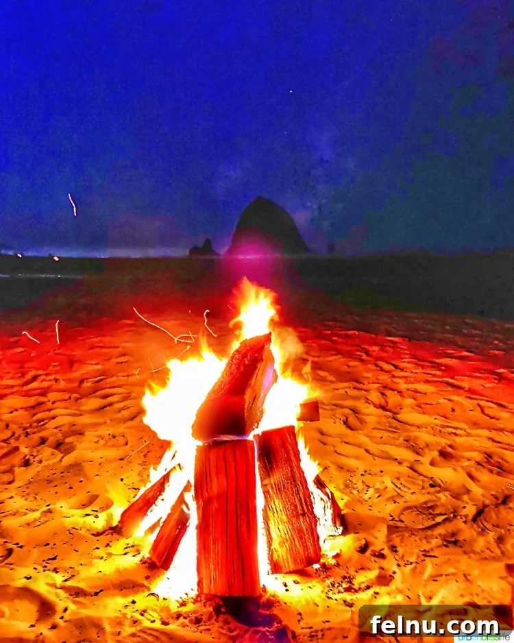 Top 10 Cannon Beach Adventures 17 A bonfire on Cannon Beach at the Surfsand Resort.