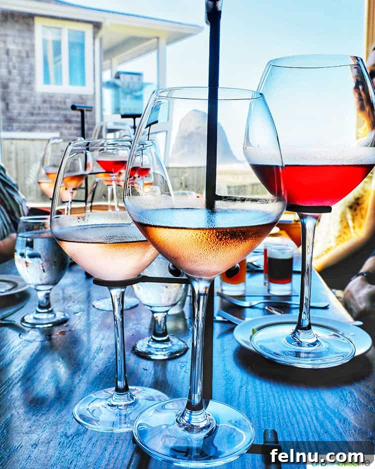 Top 10 Cannon Beach Adventures 9 A flight of rosé wine at Wayfarer Restaurant.