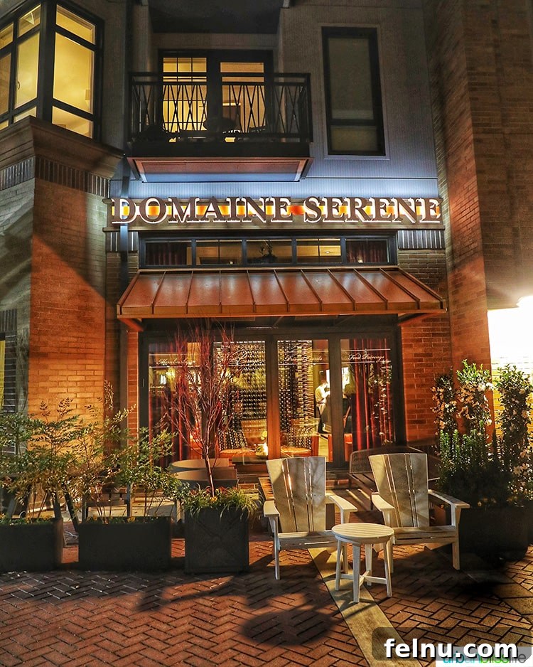 Domaine Serene's Lake Oswego Wine Lounge 20 exterior of Domaine Serene Wine Lounge Lake Oswego at night