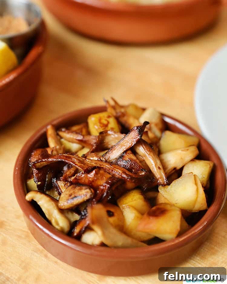 Foraged Mushrooms with apple & rosemary.