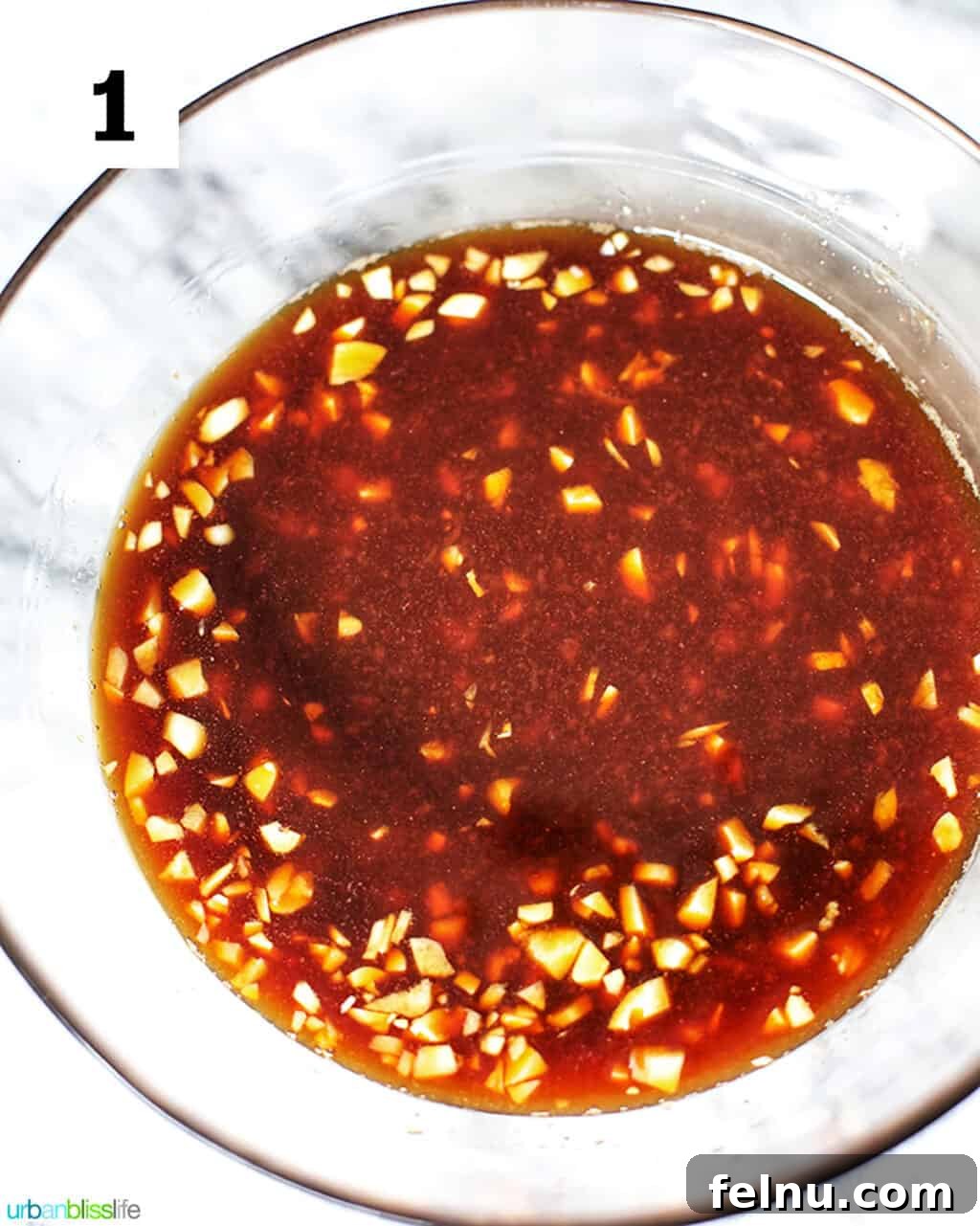 Honey Garlic Chicken Kebabs 4 Marinade for Honey Garlic Chicken in a Medium Glass Bowl